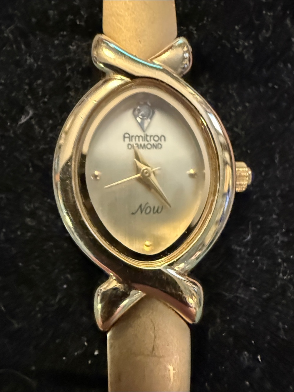 Armitron Gold-Tone Case with Cream Leather Strap Women's Watch